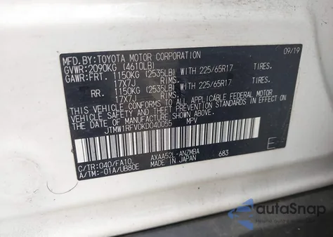 2019 Toyota Rav4 Xle z USA, uszkodzony, nr VIN JTMW1RFV0KD040055